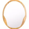Natural Wood Abstract Oval Wall Mirror