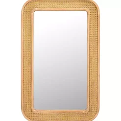 Natural Wood and Rattan Alessa Wall Mirror