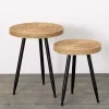 Natural Wood and Seagrass Accent Tables, Set of 2