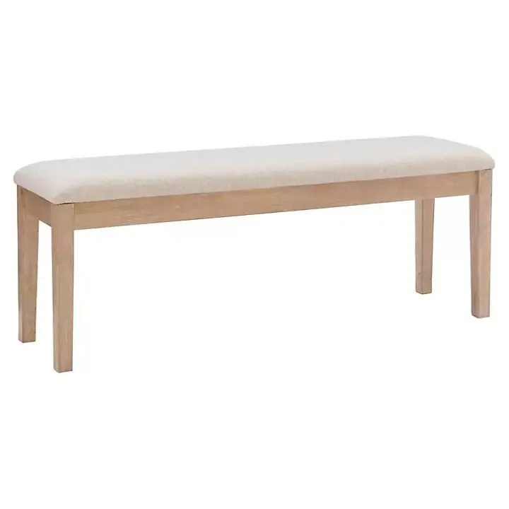 Natural Wood and Upholstered Seat Bench