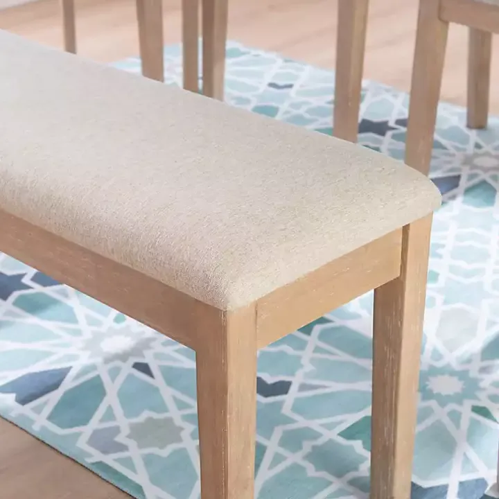 Natural Wood and Upholstered Seat Bench