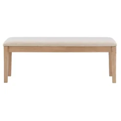 Natural Wood and Upholstered Seat Bench