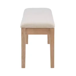 Natural Wood and Upholstered Seat Bench