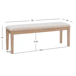 Natural Wood and Upholstered Seat Bench