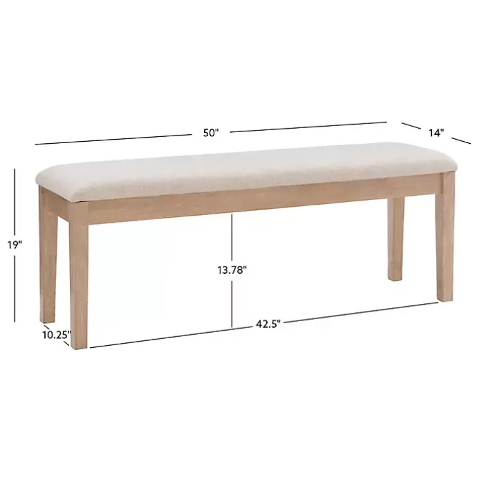 Natural Wood and Upholstered Seat Bench