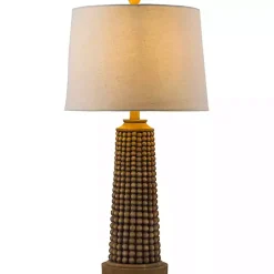 Natural Wood Beaded Base Table Lamp