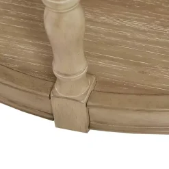 Natural Wood Finish Turned Leg Round Coffee Table