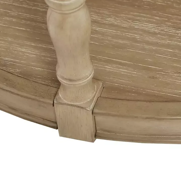 Natural Wood Finish Turned Leg Round Coffee Table