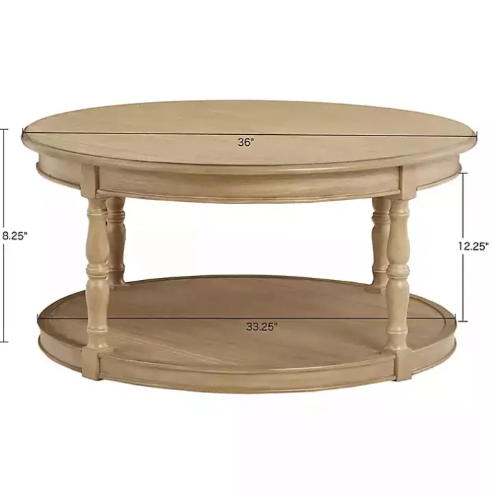 Natural Wood Finish Turned Leg Round Coffee Table