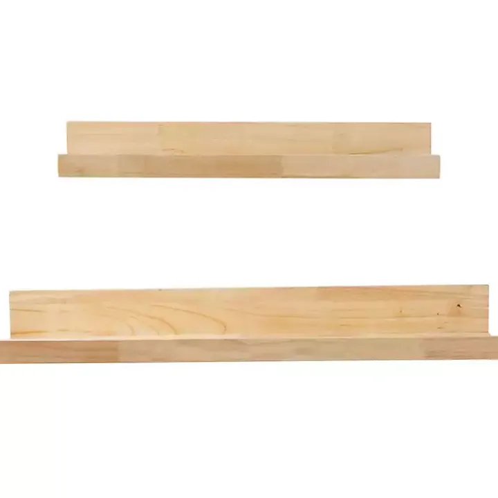 Natural Wood Floating Shelves, Set of 2