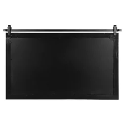 Natural Wood Metal Barn Door Wall Mirror