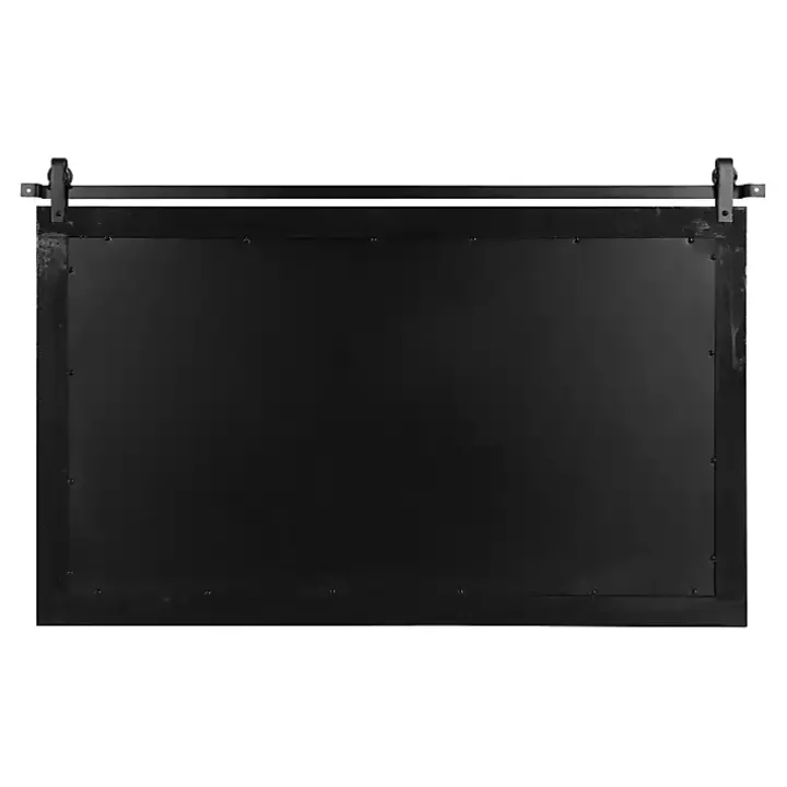 Natural Wood Metal Barn Door Wall Mirror