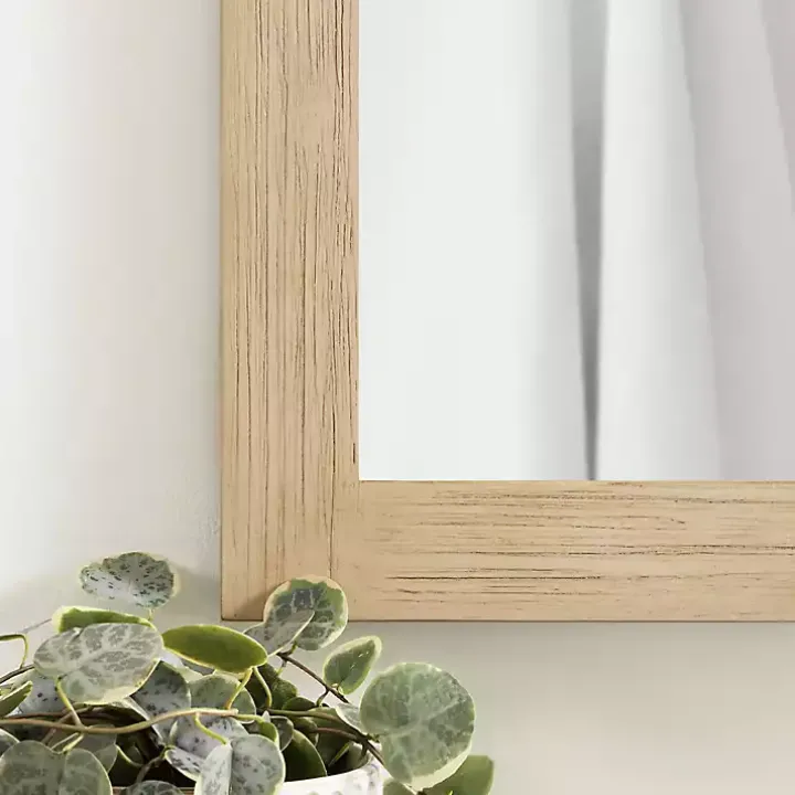 Natural Wood Metal Barn Door Wall Mirror
