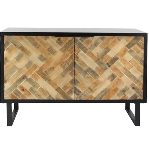 Natural Wood Mosaic Paneling Cabinet