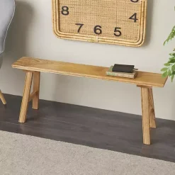 Natural Wood Narrow Rustic Bench