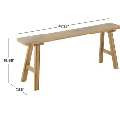 Natural Wood Narrow Rustic Bench
