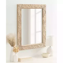 Natural Wood Ornate Carved Wall Mirror