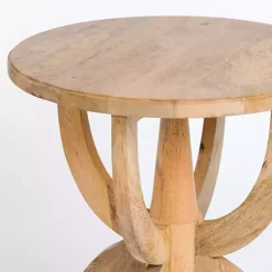 Natural Wood Round Dori Side Table