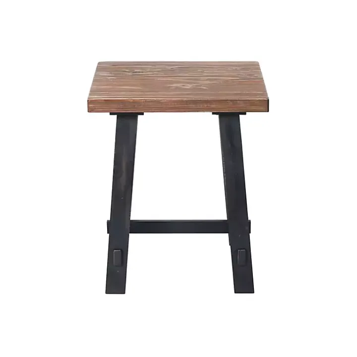Natural Wood Sawhorse Accent Table