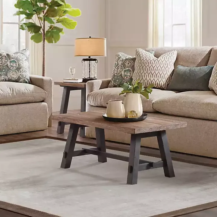 Natural Wood Sawhorse Coffee Table, 42x24 in.