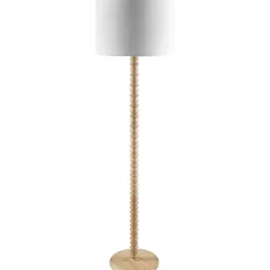Natural Wood Spindle Paduak Floor Lamp