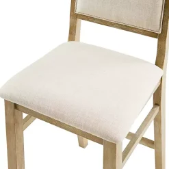 Natural Wood Upholstered Counter Stools, Set of 2