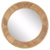 Natural Woodgrain Round Wall Mirror