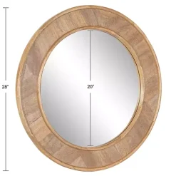 Natural Woodgrain Round Wall Mirror