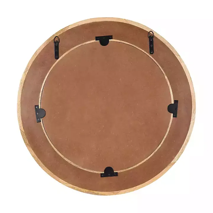 Natural Woodgrain Round Wall Mirror