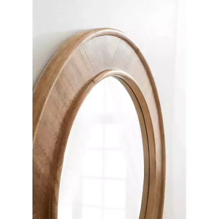 Natural Woodgrain Round Wall Mirror