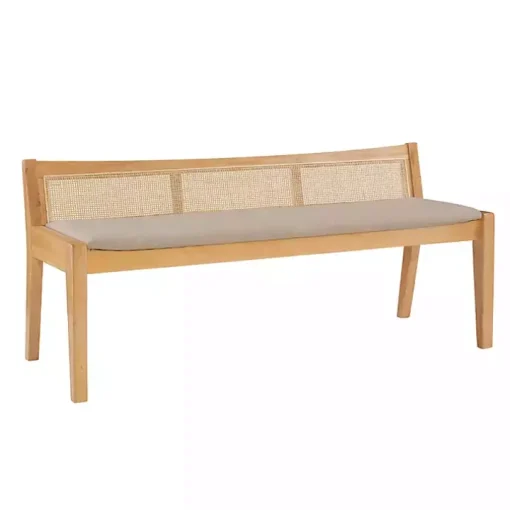 Natural Woven Rattan Back Minimalist Bench
