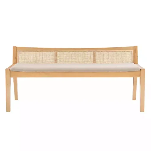 Natural Woven Rattan Back Minimalist Bench