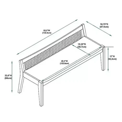 Natural Woven Rattan Back Minimalist Bench