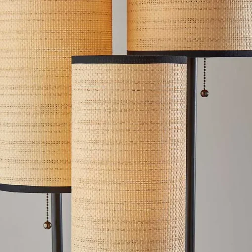 Natural Woven Shade Trio Rowan Floor Lamp