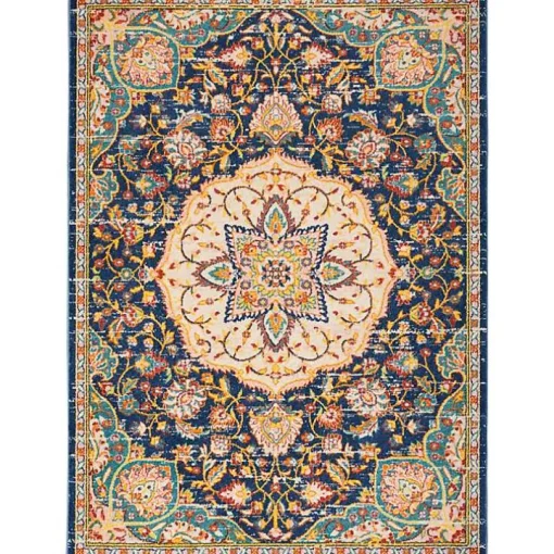 Navy & Multi Floral Medallion Area Rug, 5x7