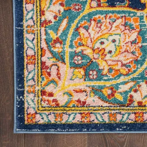 Navy & Multi Floral Medallion Area Rug, 5x7
