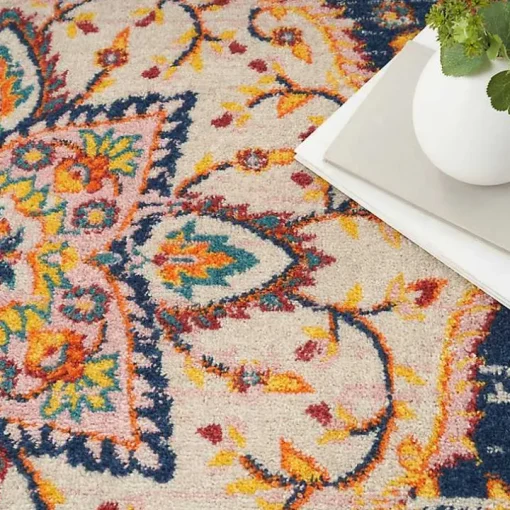 Navy & Multi Floral Medallion Area Rug, 5x7