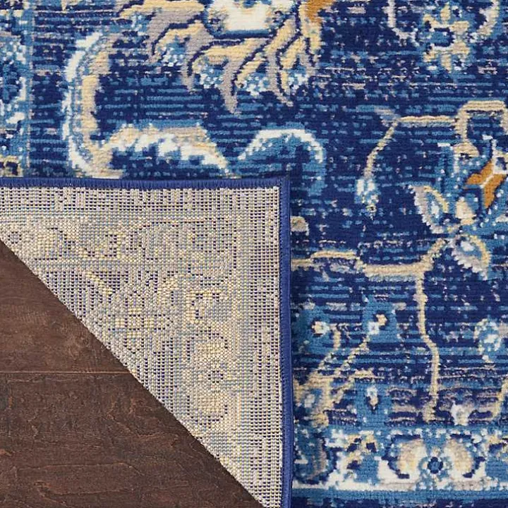 Navy and Beige Botanical Area Rug, 7x10