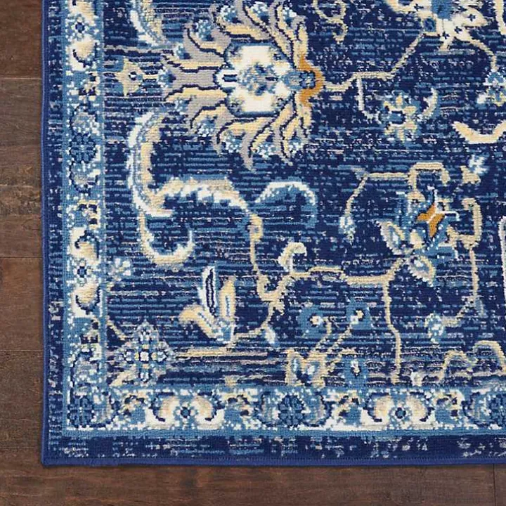 Navy and Beige Botanical Area Rug, 7x10