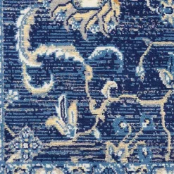 Navy and Beige Botanical Area Rug, 7x10