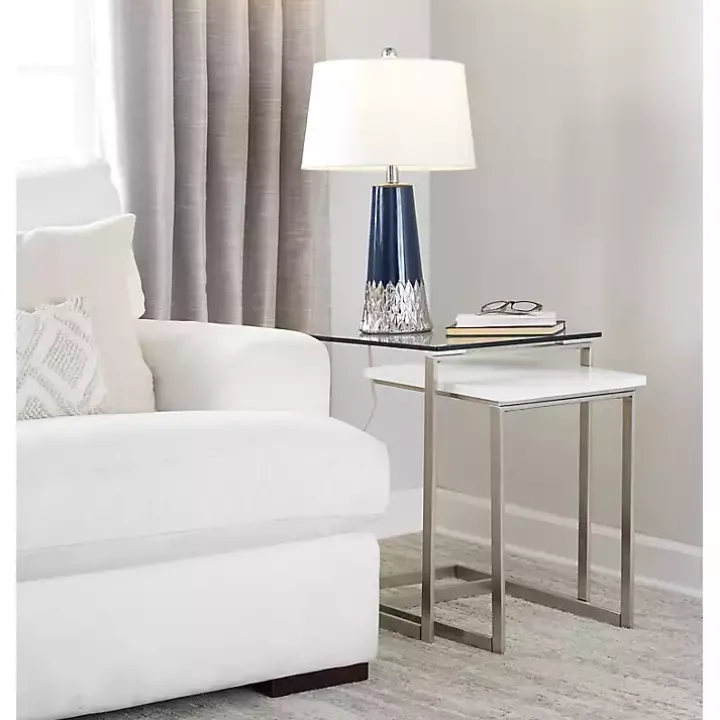 Navy and Silver Piper Table Lamp