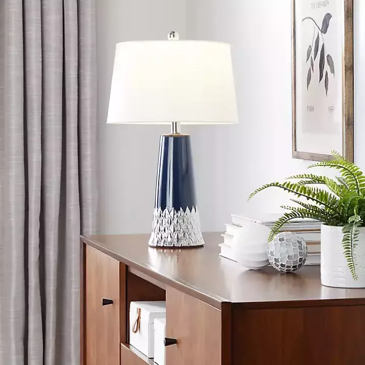 Navy and Silver Piper Table Lamp