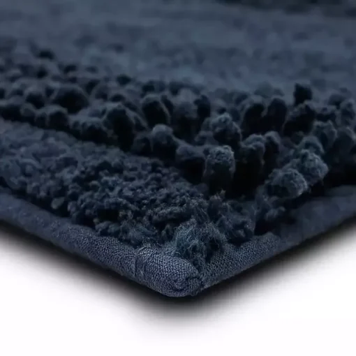 Navy Asymmetrical Cotton Bath Mat