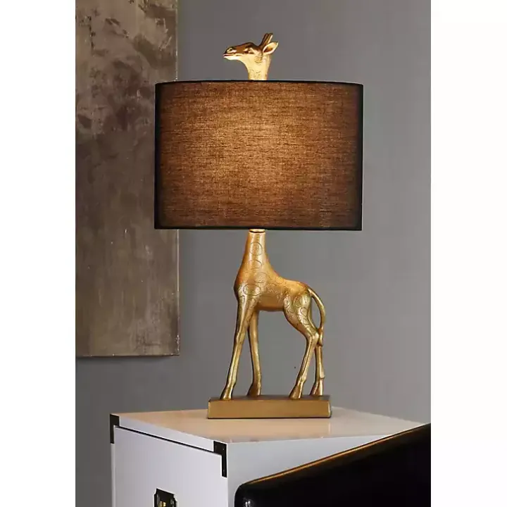 Navy Blue and Gold Giraffe Table Lamp