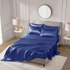 Navy Blue Satin 6-pc. Full Sheet Set