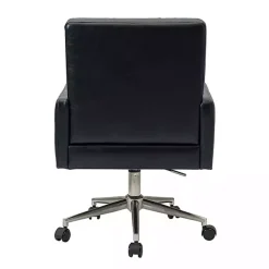 Navy Blue Tufted Faux Leather Swivel Office Chair