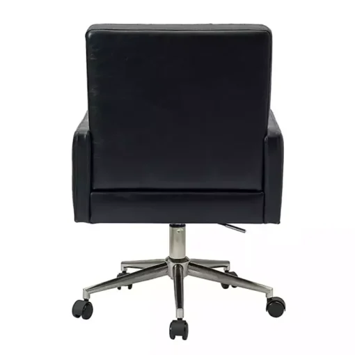 Navy Blue Tufted Faux Leather Swivel Office Chair