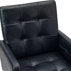 Navy Blue Tufted Faux Leather Swivel Office Chair