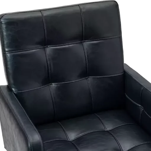 Navy Blue Tufted Faux Leather Swivel Office Chair