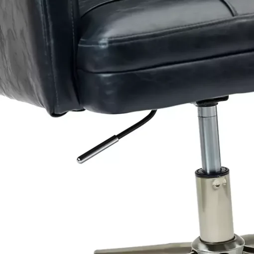 Navy Blue Tufted Faux Leather Swivel Office Chair